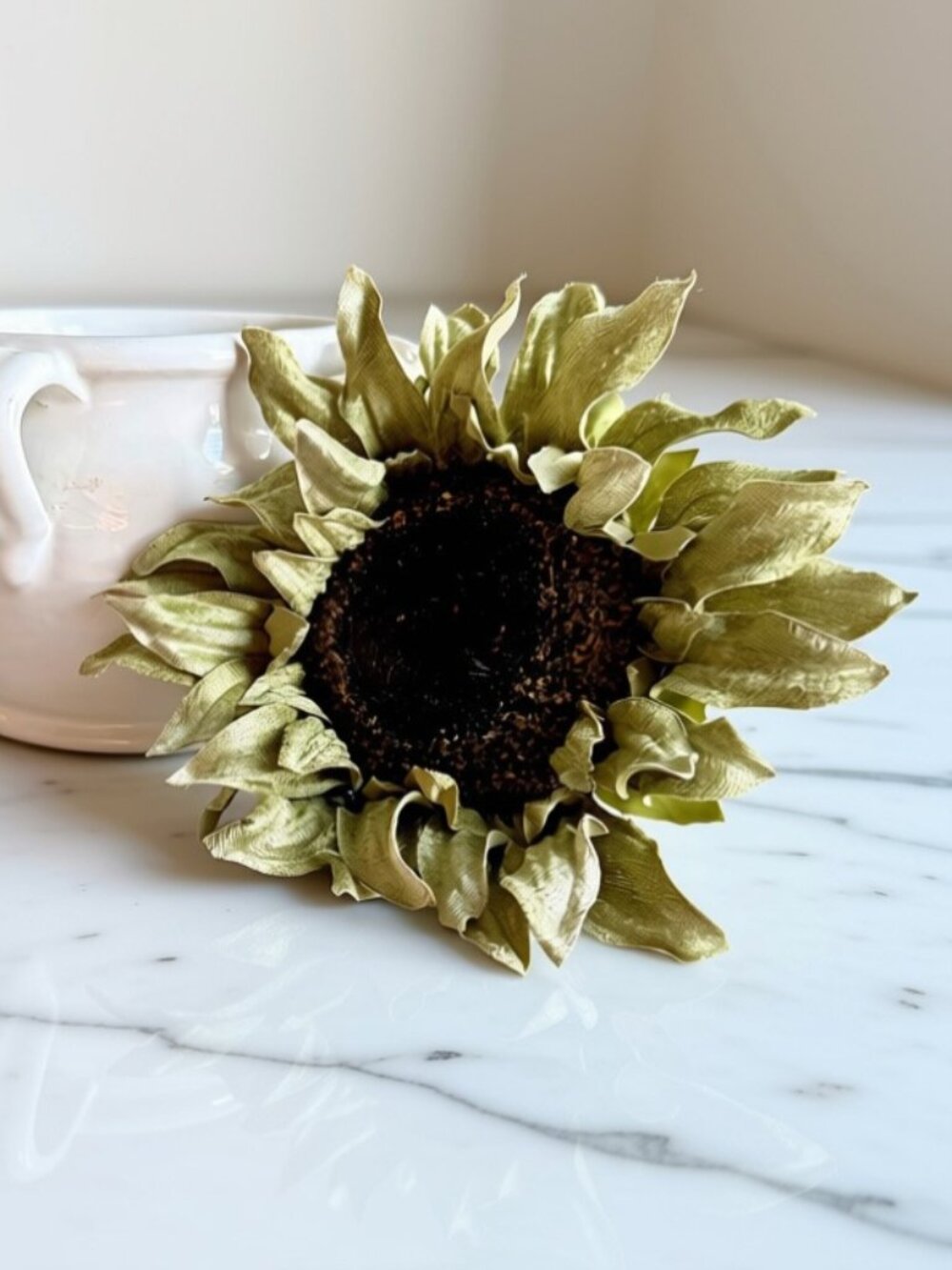 Green Faux Sunflower Picks - Set of 2